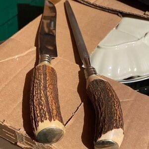 Brown Antler-Style Steak Knife and Fork Set - Classic Rustic Cutlery